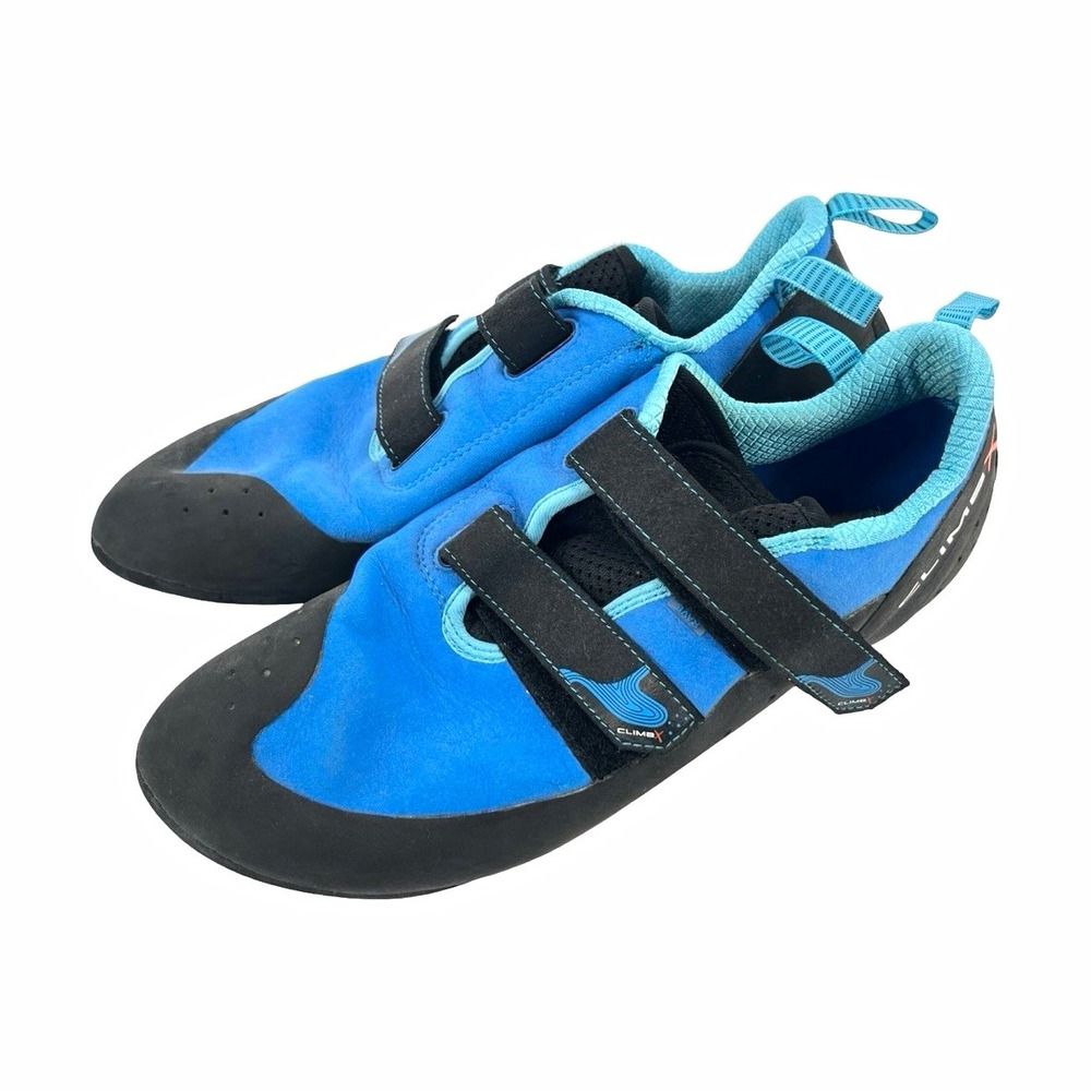 Climb X Rock Climbing Shoes Men's US 15 Blue Black Hook Loop X-Factor Rubber 330